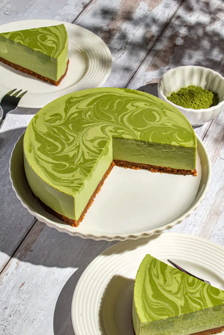 Silky Matcha Tofu Cheesecake (no-bake)