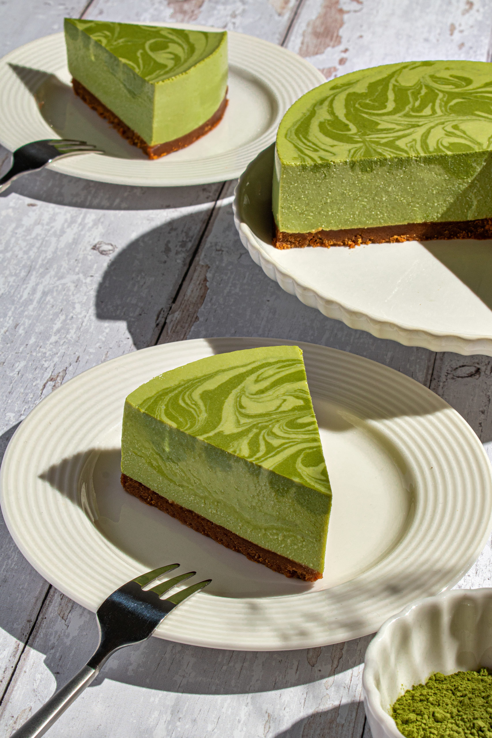 Silky Matcha Tofu Cheesecake (nobake)