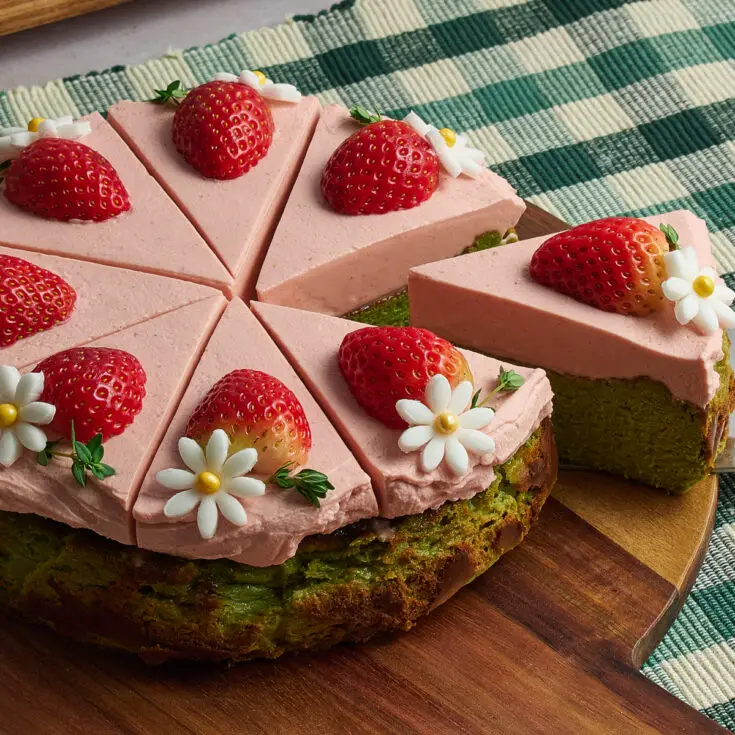 Strawberry Matcha Basque Cheesecake