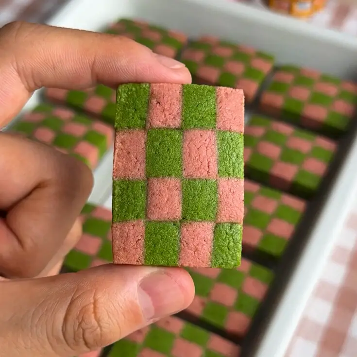 Strawberry Matcha Checkerboard Cookies