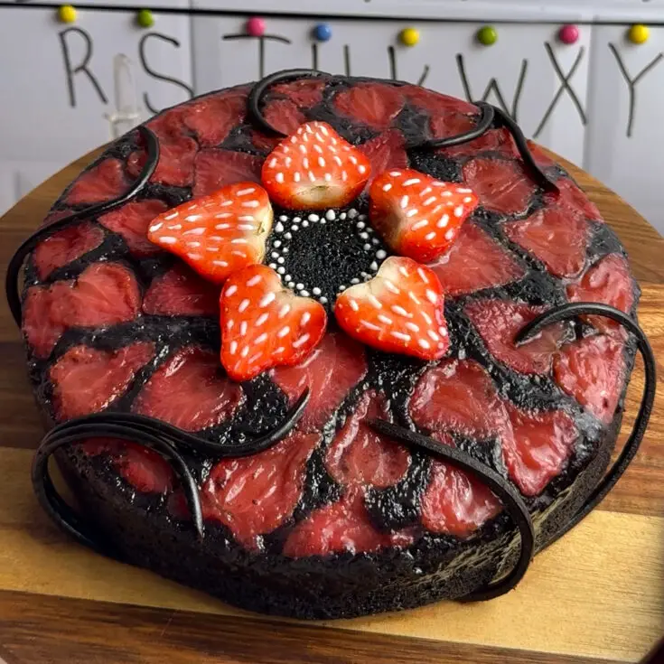 Stranger Things Strawberry Upside Down Cake